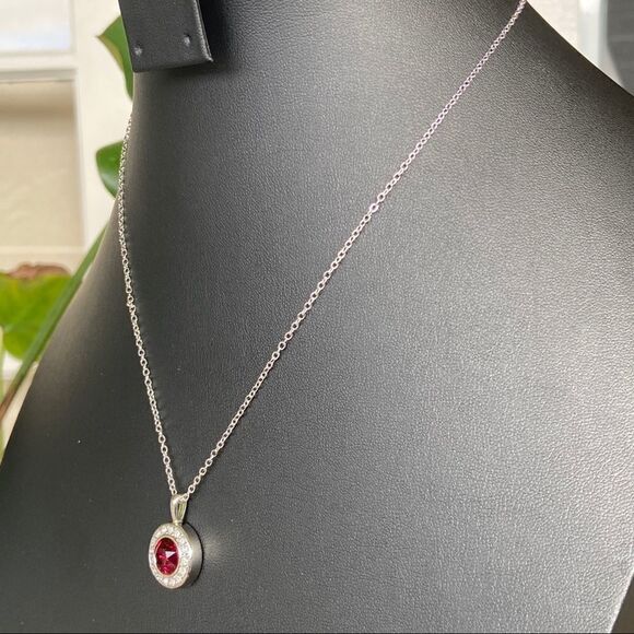 Ruby Halo Necklace with Swarovski Crystals - Picture 8 of 13